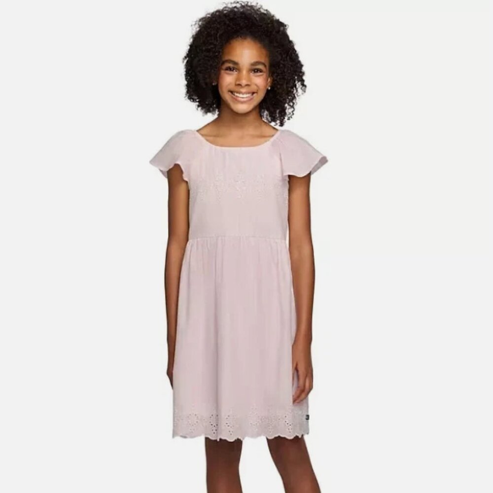 GAP Girls' Pink & White Stripe Woven Dress L (10/12)
